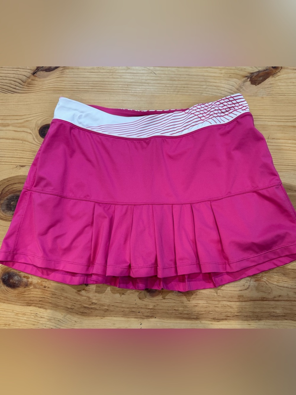 Xersion Pink white active tennis skirt w/ inlayed biker shorts